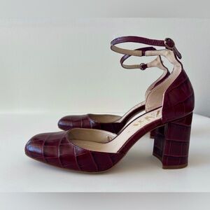 Zara Burgundy Leather Heels
